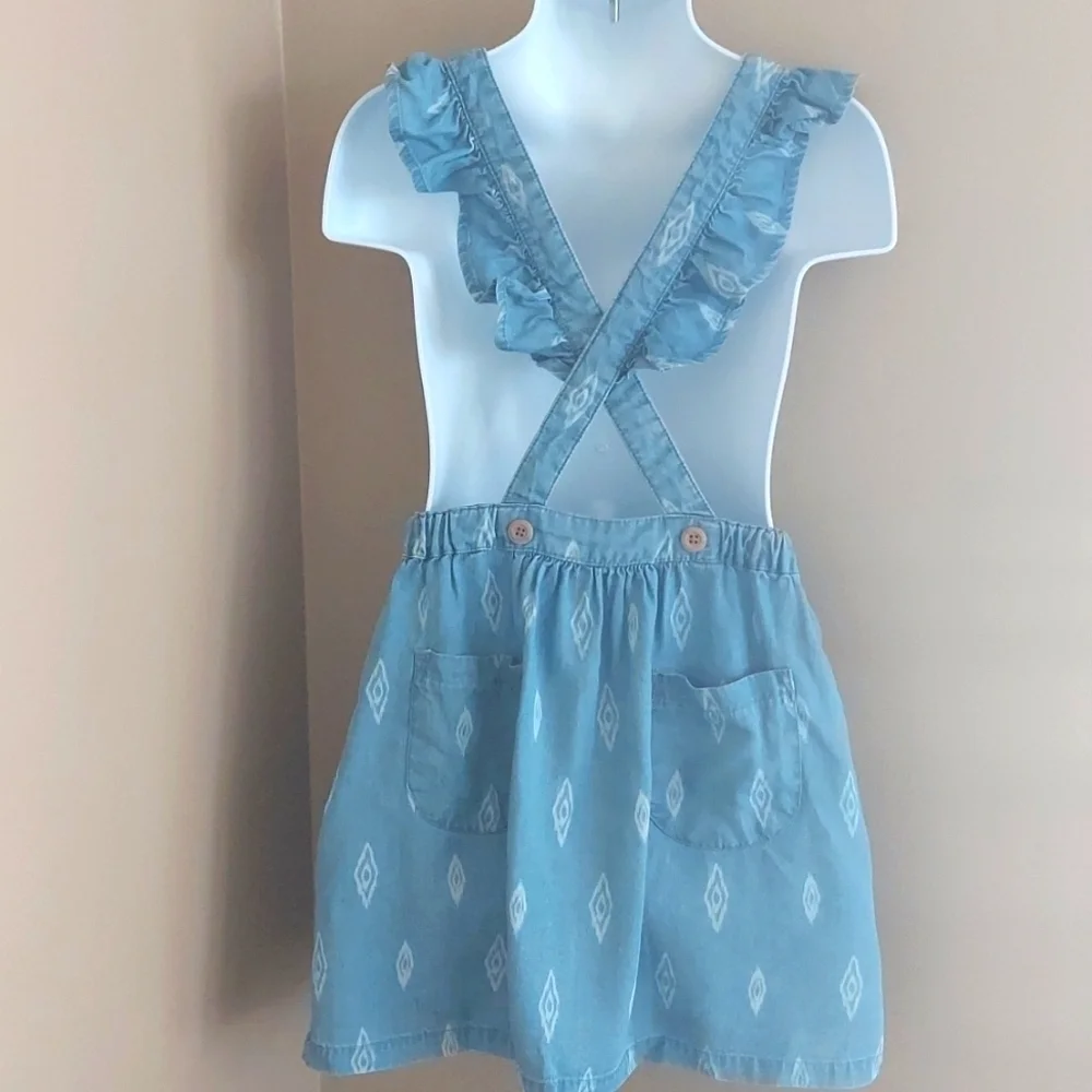 Rachel Zoe x Paul Frank overall pinafore dress ruffles monkey - blue - size 4
